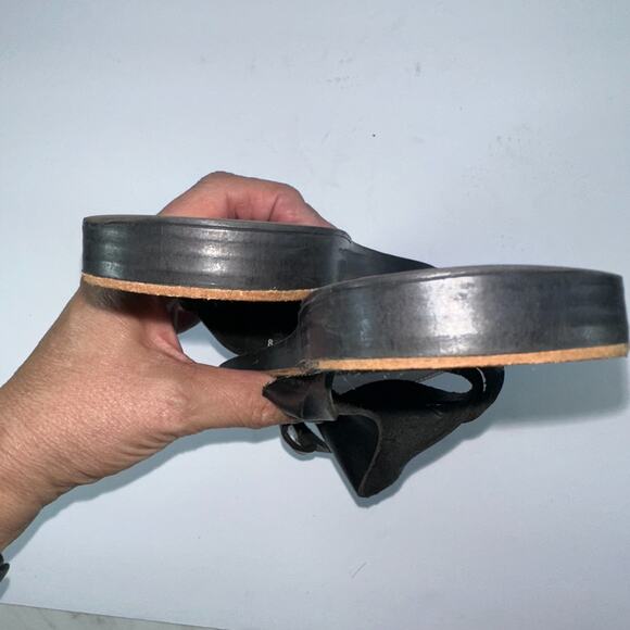 Seychelles Mosaic Slide Flip Flop Women's Size 8 Black Leather Made in Italy - Picture 5 of 8